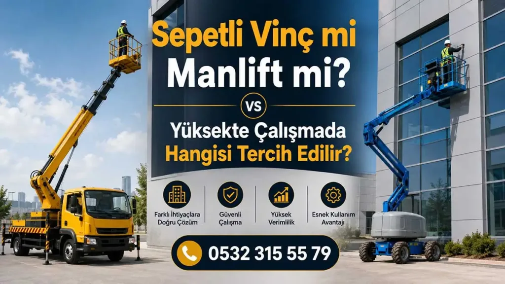 Sepetli Vinç mi Manlift mi? Yüksekte Çalışmada Hangisi Tercih Edilir?